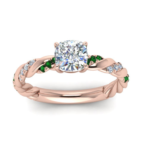 Cushion Cut Twisted Vine Engagement Ring