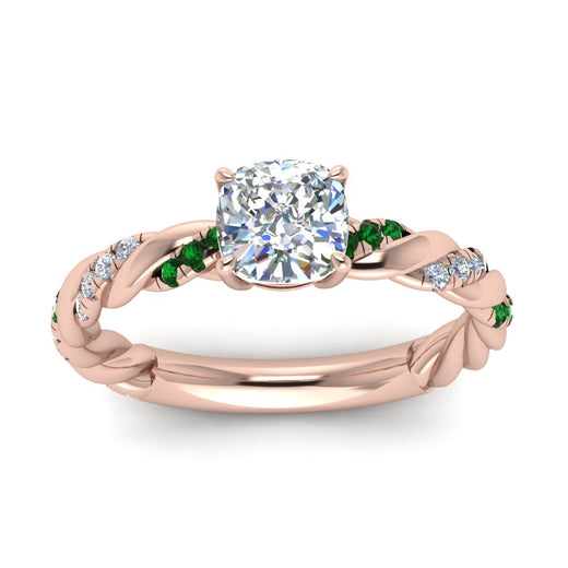 Cushion Cut Twisted Vine Engagement Ring