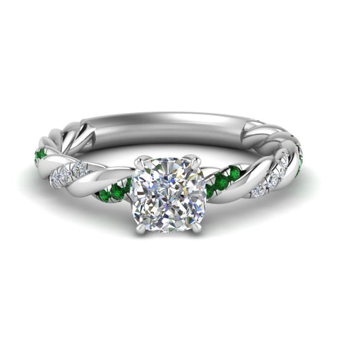 Cushion Cut Twisted Vine Engagement Ring