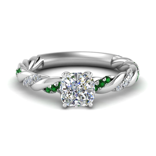 Cushion Cut Twisted Vine Engagement Ring