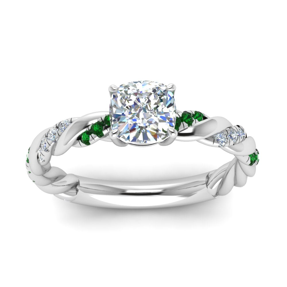 Cushion Cut Twisted Vine Engagement Ring