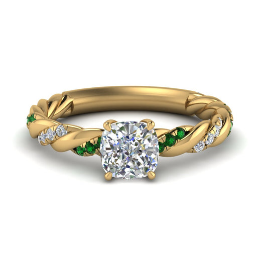 Cushion Cut Twisted Vine Engagement Ring