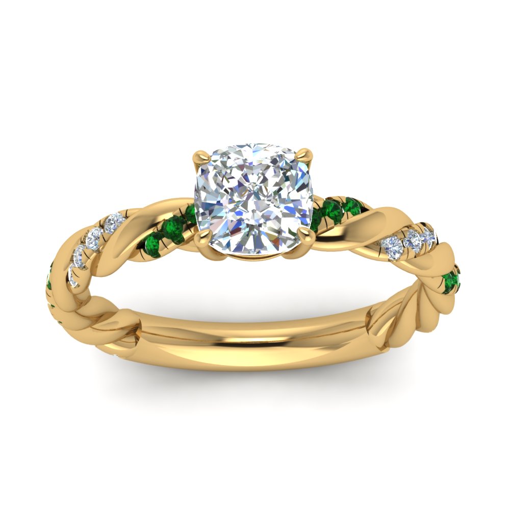Cushion Cut Twisted Vine Engagement Ring