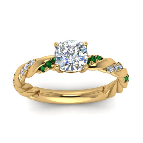 Cushion Cut Twisted Vine Engagement Ring