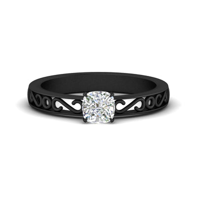 Cushion Cut Filigree Single Stone Ring