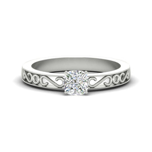 Cushion Cut Filigree Single Stone Ring