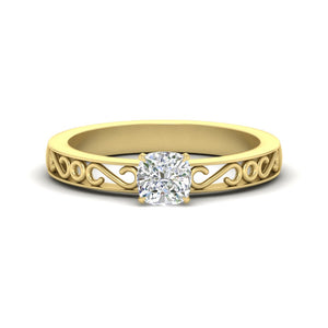 Cushion Cut Filigree Single Stone Ring