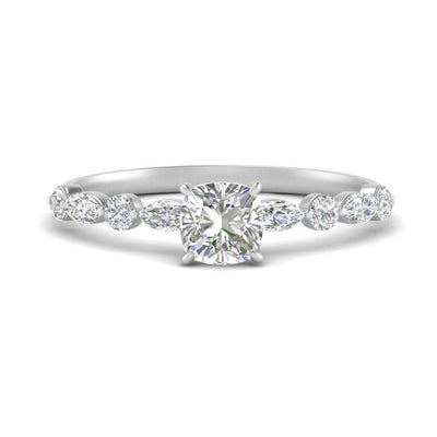 Cushion Cut Floating Marquise Accent Diamond Ring