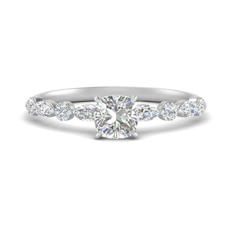 Cushion Cut Floating Marquise Accent Diamond Ring