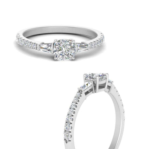 Delicate Antique Pave Cushion Engagement Ring