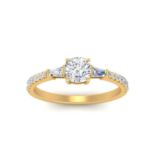 Delicate Antique Pave Cushion Cut Diamond Ring