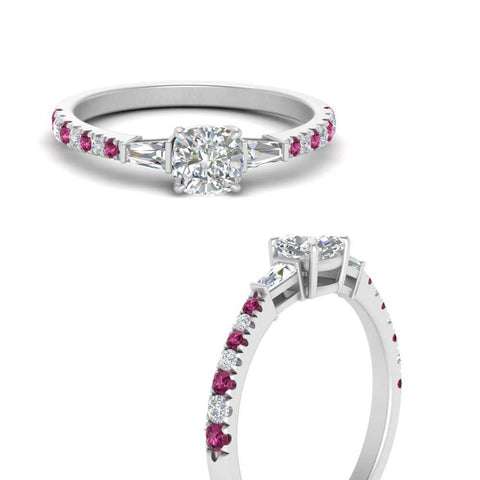 Delicate Antique Pave Cushion Engagement Ring