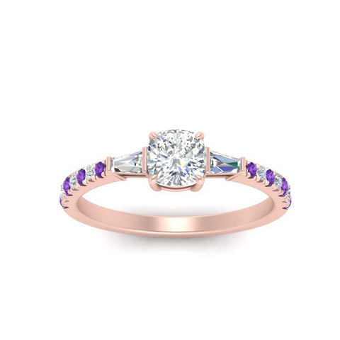 Delicate Antique Pave Cushion Engagement Ring