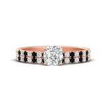 Load image into Gallery viewer, cushion-cut-french-pave-black-diamond-wedding-ring-set-in-rose-gold-FD11408CUGBLACK-NL-RG?v=1763104240