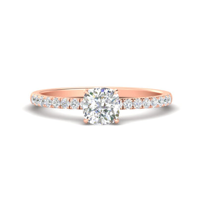Cushion Cut French Pave Diamond Ring