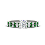 Load image into Gallery viewer, cushion-cut-french-pave-emerald-wedding-ring-set-in-white-gold-FD11408CUGEMGR-NL-WG_28165588-f325-4ac7-a41f-d4bdb2d4d5f0?v=1763104698
