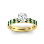 Load image into Gallery viewer, cushion-cut-french-pave-emerald-wedding-ring-set-in-yellow-gold-FD11408CUGEMGRANGLE5-NL-YG_62451998-890a-4dad-bbab-85d2e70f664e?v=1763104698

