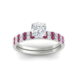 Load image into Gallery viewer, cushion-cut-french-pave-pink-sapphire-wedding-ring-set-in-white-gold-FD11408CUGSADRPIANGLE5-NL-WG_85ad0379-098d-4f0b-996e-21f3cb43dd94?v=1763104698
