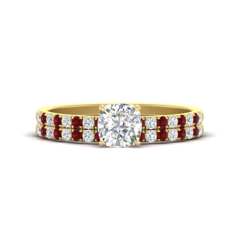 cushion-cut-french-pave-ruby-wedding-ring-set-in-yellow-gold-FD11408CUGRUDR-NL-YG?v=1763104240