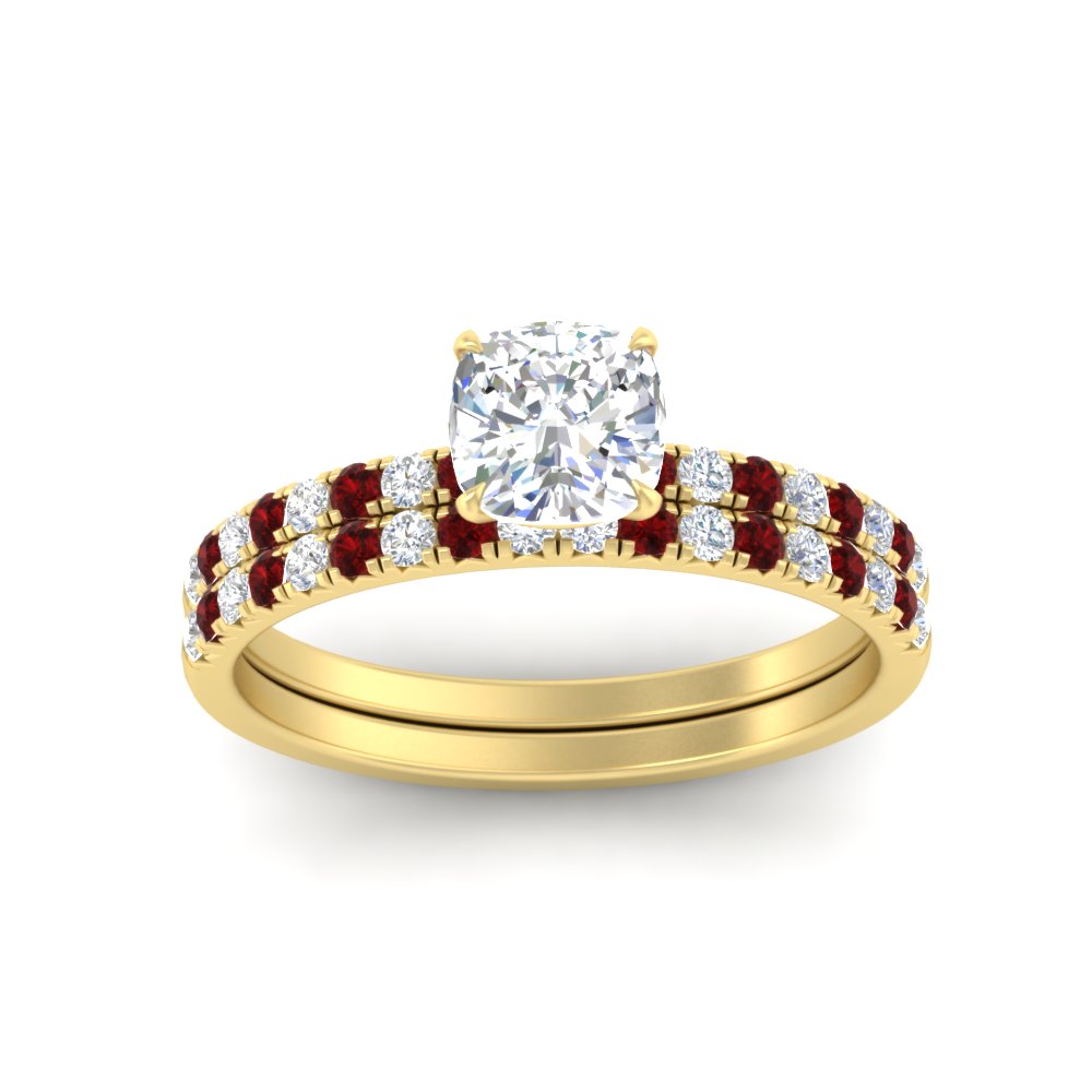 cushion-cut-french-pave-ruby-wedding-ring-set-in-yellow-gold-FD11408CUGRUDRANGLE5-NL-YG?v=1763104240