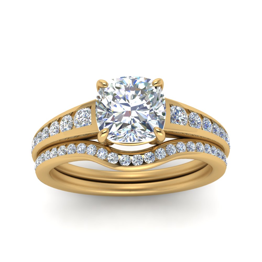 cushion-cut-graduated-channel-diamond-wedding-set-in-FD122866CU-NL-YG