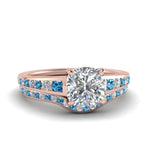 Load image into Gallery viewer, cushion-cut-graduated-channel-diamond-wedding-set-with-blue-topaz-in-FD122866CUGICBLTO-NL-RG
