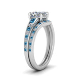 Load image into Gallery viewer, cushion-cut-graduated-channel-diamond-wedding-set-with-blue-topaz-in-FD122866CUGICBLTO-NL-WG

