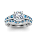 Load image into Gallery viewer, cushion-cut-graduated-channel-diamond-wedding-set-with-blue-topaz-in-FD122866CUGICBLTO-NL-WG

