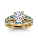 Load image into Gallery viewer, cushion-cut-graduated-channel-diamond-wedding-set-with-blue-topaz-in-FD122866CUGICBLTO-NL-YG
