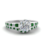 Load image into Gallery viewer, cushion-cut-graduated-channel-diamond-wedding-set-with-emerald-in-FD122866CUGEMGR-NL-WG
