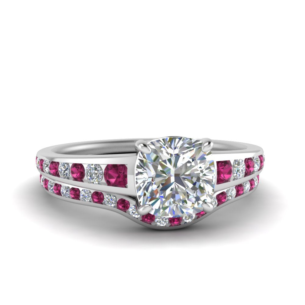 cushion-cut-graduated-channel-diamond-wedding-set-with-pink-sapphire-in-FD122866CUGSADRPI-NL-WG