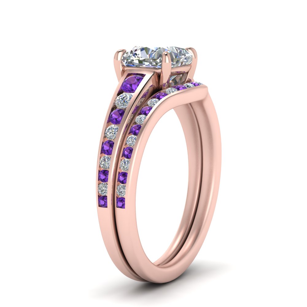 cushion-cut-graduated-channel-diamond-wedding-set-with-purple-topaz-in-FD122866CUGVITO-NL-RG