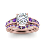 Load image into Gallery viewer, cushion-cut-graduated-channel-diamond-wedding-set-with-purple-topaz-in-FD122866CUGVITO-NL-RG

