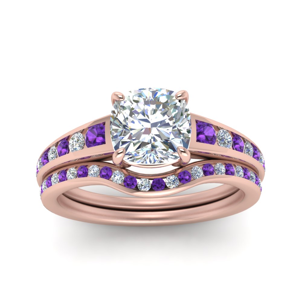 cushion-cut-graduated-channel-diamond-wedding-set-with-purple-topaz-in-FD122866CUGVITO-NL-RG