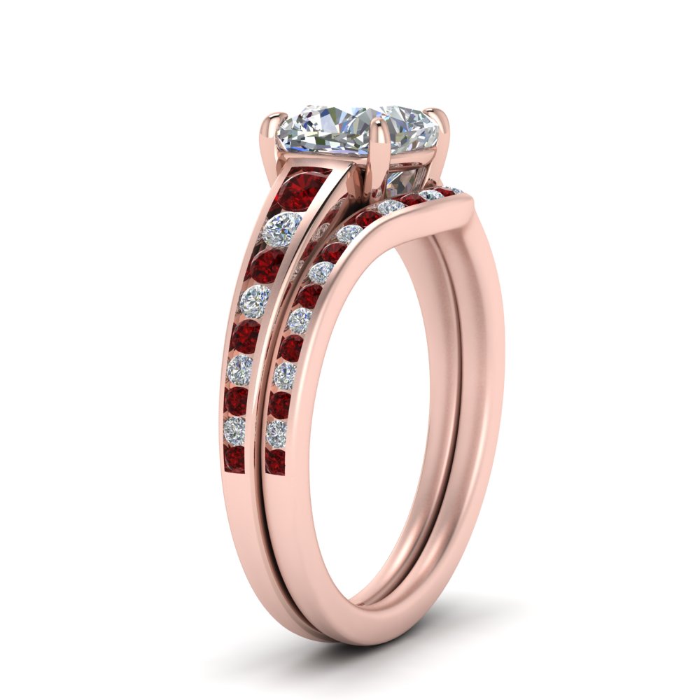 cushion-cut-graduated-channel-diamond-wedding-set-with-ruby-in-FD122866CUGRUDR-NL-RG