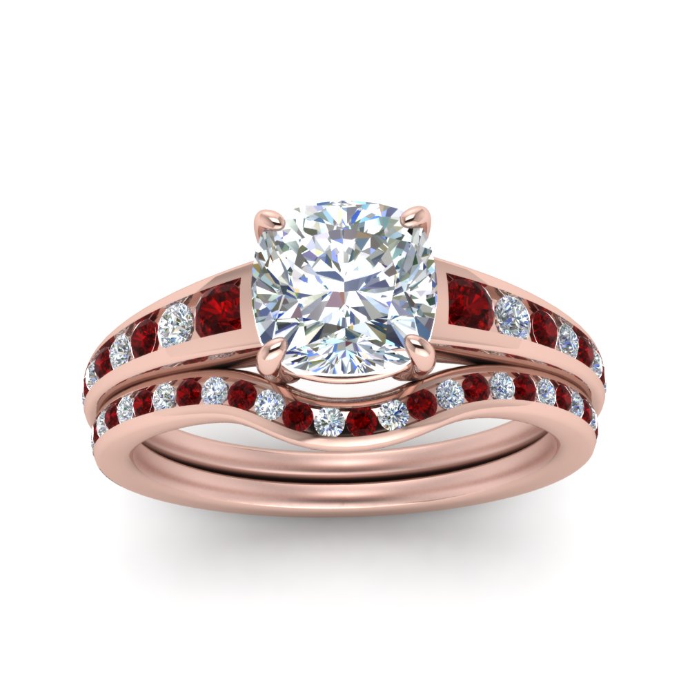 cushion-cut-graduated-channel-diamond-wedding-set-with-ruby-in-FD122866CUGRUDR-NL-RG