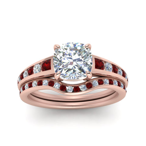 cushion-cut-graduated-channel-diamond-wedding-set-with-ruby-in-FD122866CUGRUDR-NL-RG