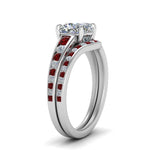 Load image into Gallery viewer, cushion-cut-graduated-channel-diamond-wedding-set-with-ruby-in-FD122866CUGRUDR-NL-WG
