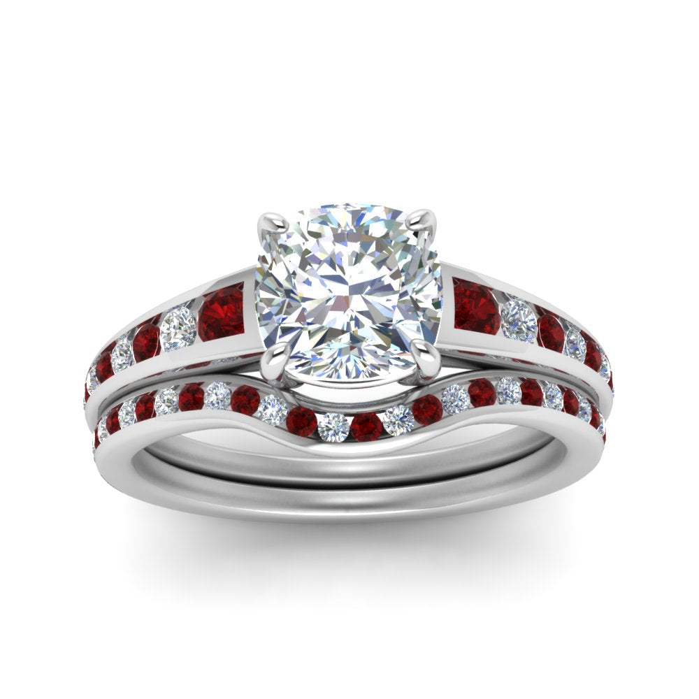cushion-cut-graduated-channel-diamond-wedding-set-with-ruby-in-FD122866CUGRUDR-NL-WG