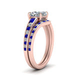 Load image into Gallery viewer, cushion-cut-graduated-channel-diamond-wedding-set-with-sapphire-in-FD122866CUGSABL-NL-RG
