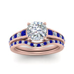 Load image into Gallery viewer, cushion-cut-graduated-channel-diamond-wedding-set-with-sapphire-in-FD122866CUGSABL-NL-RG
