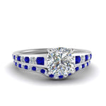Load image into Gallery viewer, cushion-cut-graduated-channel-diamond-wedding-set-with-sapphire-in-FD122866CUGSABL-NL-WG
