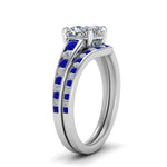 Load image into Gallery viewer, cushion-cut-graduated-channel-diamond-wedding-set-with-sapphire-in-FD122866CUGSABL-NL-WG
