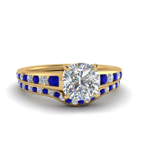 cushion-cut-graduated-channel-diamond-wedding-set-with-sapphire-in-FD122866CUGSABL-NL-YG