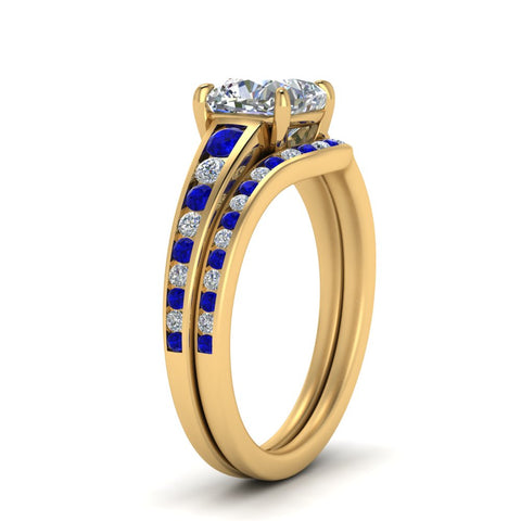 cushion-cut-graduated-channel-diamond-wedding-set-with-sapphire-in-FD122866CUGSABL-NL-YG