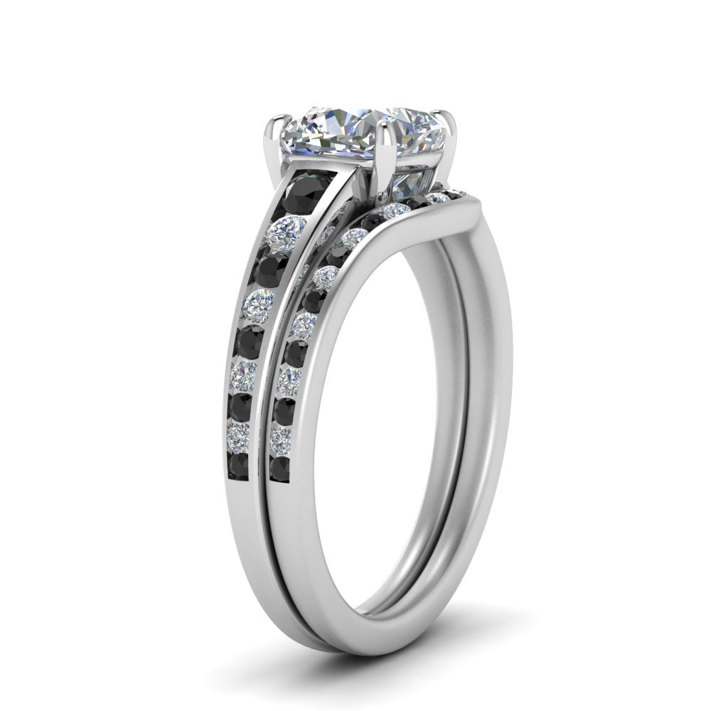 cushion-cut-graduated-channel-wedding-set-with-black-diamond-in-FD122866CUGBLACK-NL-WG