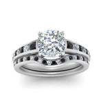 Load image into Gallery viewer, cushion-cut-graduated-channel-wedding-set-with-black-diamond-in-FD122866CUGBLACK-NL-WG
