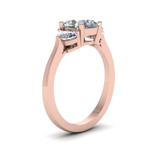 Classic 3 Stone Half Moon Wedding Engagement Ring