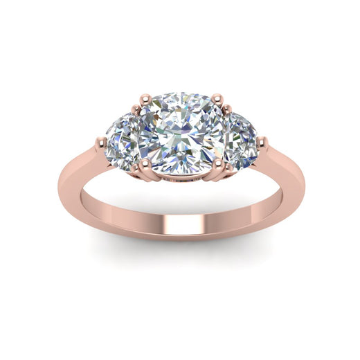 Classic 3 Stone Half Moon Wedding Engagement Ring