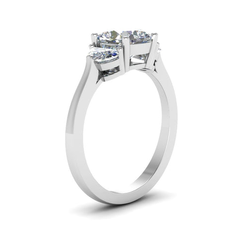 Half Moon 3 Stone Wedding Engagement Ring